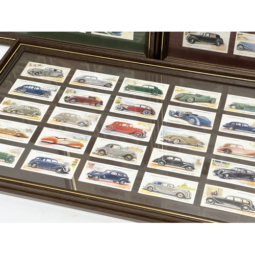 715 - A collection of 4 framed cigarette cards. Castella Britain’s Motoring History 45x65cm. 44x28cm.