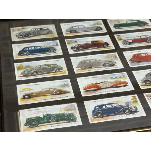 715 - A collection of 4 framed cigarette cards. Castella Britain’s Motoring History 45x65cm. 44x28cm.