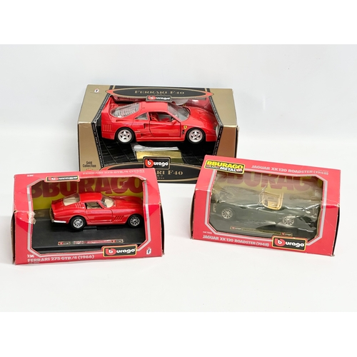 716 - 3 boxed Burago model cars. Burago Gold Collection Ferrari F40, 1987. A Burago Jaguar XK 120 Roadster... 