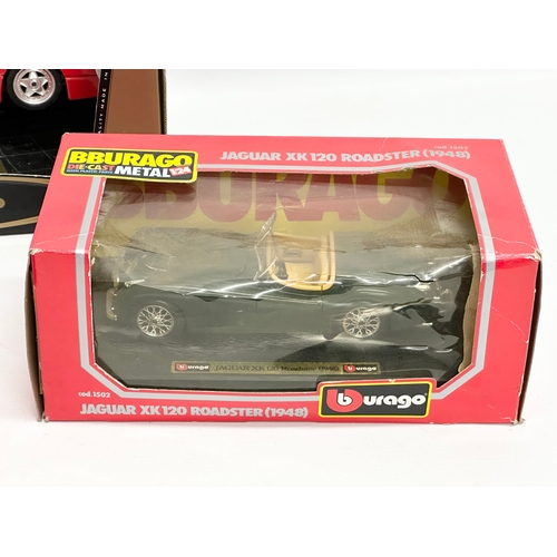 716 - 3 boxed Burago model cars. Burago Gold Collection Ferrari F40, 1987. A Burago Jaguar XK 120 Roadster... 