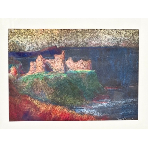 275J - A pastel by by John. T. Bannon. Dunluce Castle. 36x26cm. Frame 49x41cm