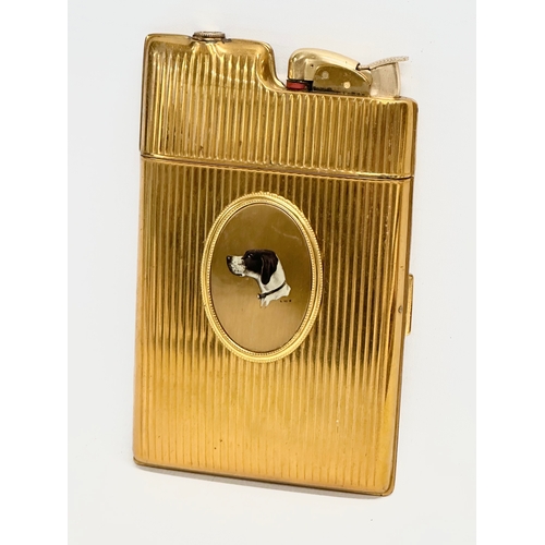 525I - A vintage Evans gold plated cigarette case lighter with box. Lighter 13cm.