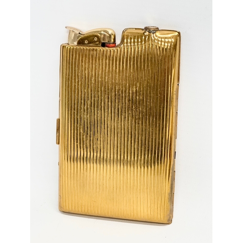 525I - A vintage Evans gold plated cigarette case lighter with box. Lighter 13cm.