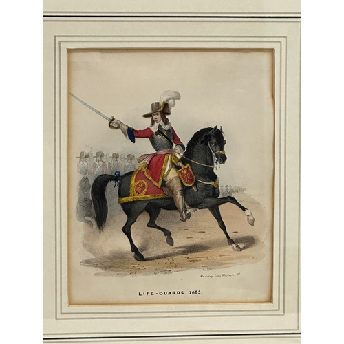 175J - 2 late 19th century ‘Life Guards’ prints. 27x30cm