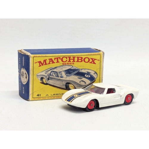 599 - A vintage Matchbox Ford G. T. Racing Car model in original box.