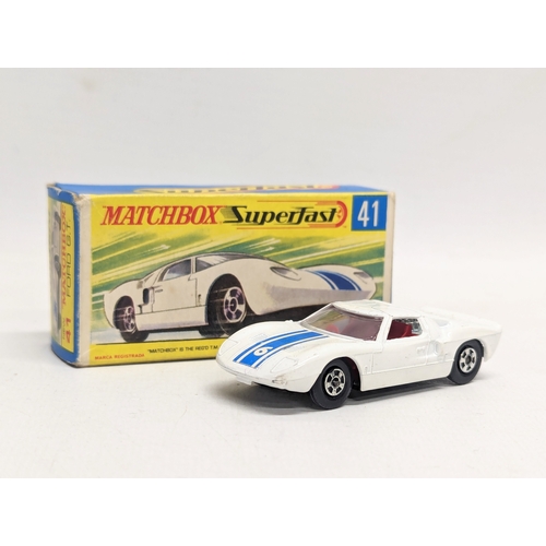 600 - A vintage Matchbox Superfast No. 41 Ford G.T. model car in original box