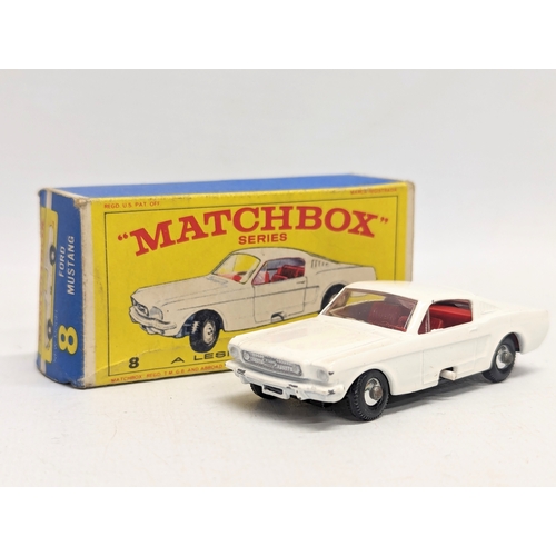 601 - A vintage Matchbox No.8 Ford Mustang model car in original box.