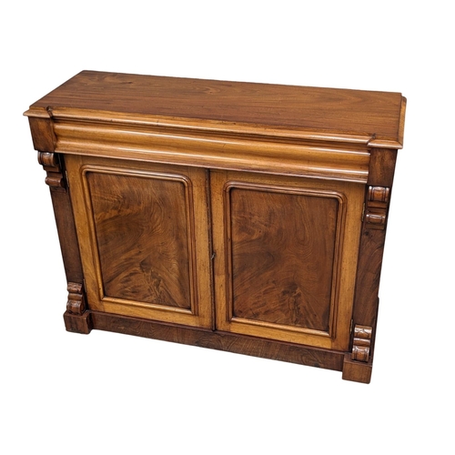 1136 - A Victorian mahogany side cabinet with drawer. 122x42x95.5cm(9)