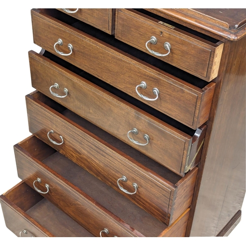 1139 - A tall early 20th century ships secretaire chest of drawers, circa 1920. 80x52x123cm(9)