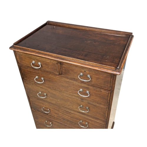 1139 - A tall early 20th century ships secretaire chest of drawers, circa 1920. 80x52x123cm(9)