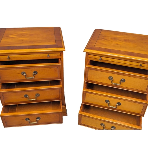 1146 - A pair of small Georgian style yew wood bachelors chests on bracket feet. 46x34.5x61.5cm(4)