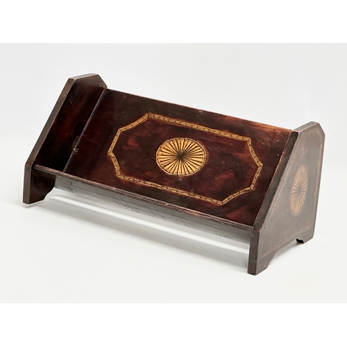 360C - An early 20th century inlaid tabletop book stand. 30x14x13.5cm