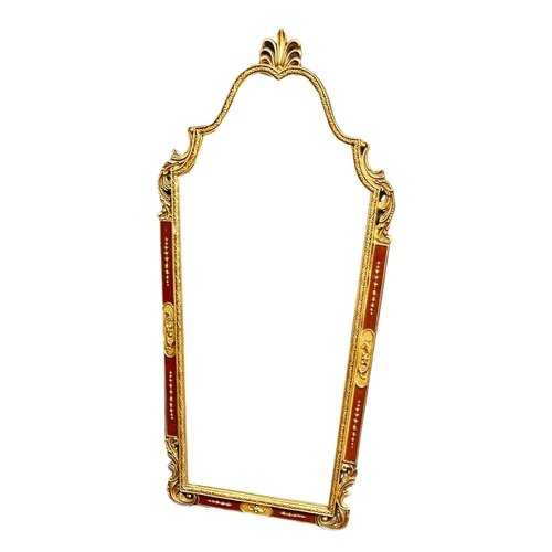 1154 - An ornate brass framed mirror and matching table. Mirror 43x91cm(6)