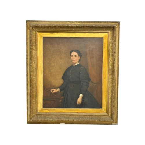 14 - A large 19th century oil portrait on canvas by James Butler Brenan RHA (1825-1889)in original heavy ... 