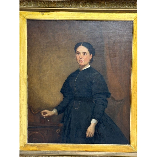 14 - A large 19th century oil portrait on canvas by James Butler Brenan RHA (1825-1889)in original heavy ... 