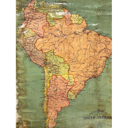 251 - A large vintage G.W. Bacon & Co map of South America. Bacon’s Excelsior. 129x164cm