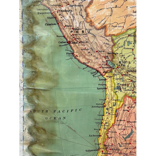 251 - A large vintage G.W. Bacon & Co map of South America. Bacon’s Excelsior. 129x164cm