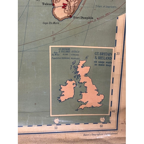 252 - A large vintage G.W Bacon & Co LTD map of Africa. Bacon’s Excelsior. 131x146cm