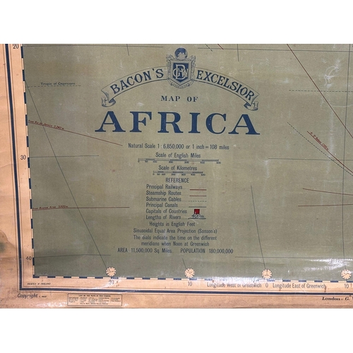 252 - A large vintage G.W Bacon & Co LTD map of Africa. Bacon’s Excelsior. 131x146cm