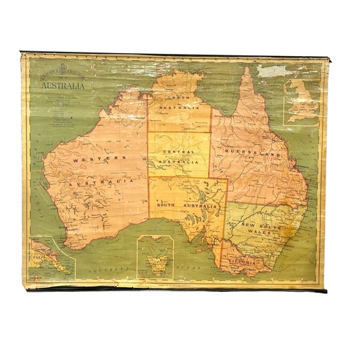 253 - A large vintage G.W. Bacon & Co LTD map of Australia. Bacon’s Excelsior. 158x122cm