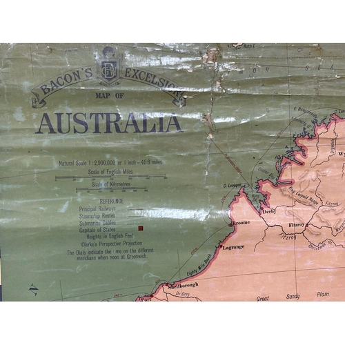 253 - A large vintage G.W. Bacon & Co LTD map of Australia. Bacon’s Excelsior. 158x122cm