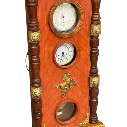 322 - A large wall clock barometer. 61x23x165