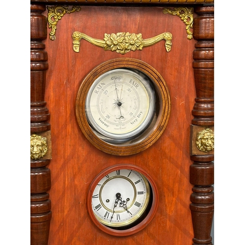 322 - A large wall clock barometer. 61x23x165