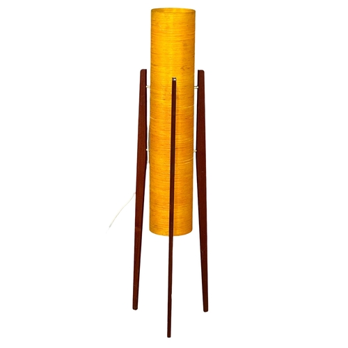 819 - A Mid Century teak ‘Rocket’ lamp with fibreglass shade. 1960. 112.5cm