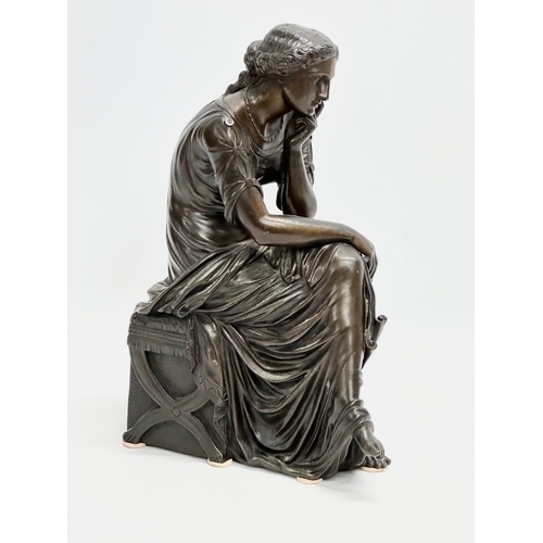 3 - An excellent quality Pierre Travaux (1824-1893) 19th century ‘La Reverie’ bronze figurine. 22x33cm