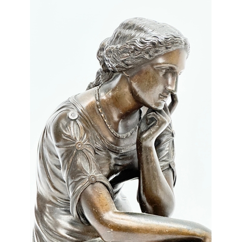 3 - An excellent quality Pierre Travaux (1824-1893) 19th century ‘La Reverie’ bronze figurine. 22x33cm