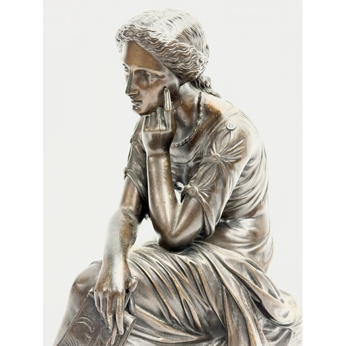 3 - An excellent quality Pierre Travaux (1824-1893) 19th century ‘La Reverie’ bronze figurine. 22x33cm