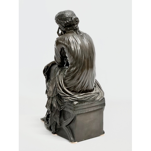 3 - An excellent quality Pierre Travaux (1824-1893) 19th century ‘La Reverie’ bronze figurine. 22x33cm