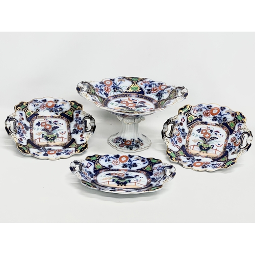 92 - A 19th century Real Stone China Imari pattern part dinner service. Probably by Hicks, Meigh & Johnso... 