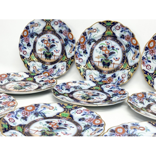 92 - A 19th century Real Stone China Imari pattern part dinner service. Probably by Hicks, Meigh & Johnso... 