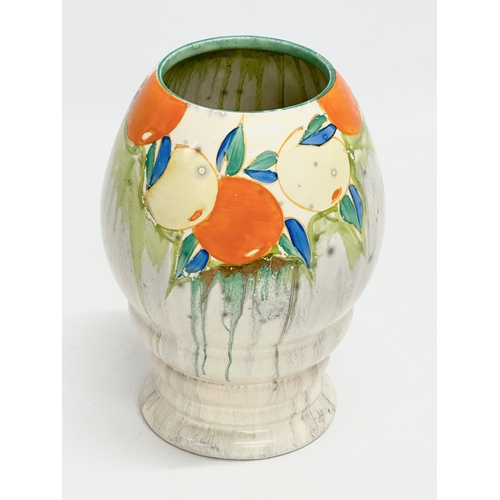 100 - A 1930’s Clarice Cliff ‘Delicia Citrus’ Bizarre vase. Designed for Newport Pottery. 14x21cm