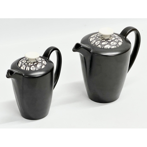 382 - 2 Poole Pottery ‘Black Pebbles’ teapots, designed by Robert Jefferson