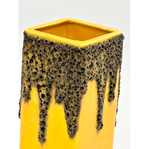 375 - A Mid Century German drip glazed lava square vase. Fohr Keramik. 341-15. 15.5cm