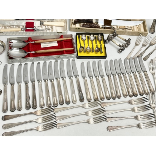 373 - A collection of good quality late 19th century Walker & Hall silver plated cutlery and 4 boxes of vi... 