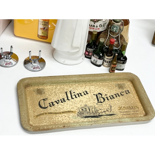 370 - A collection of pub and alcohol memorabilia. Cavallina Bianca tray, Murphy’s Irish Stout mirror, Sco... 