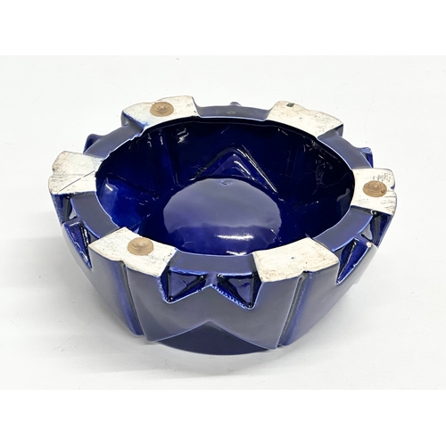 369 - A rare Martell Cognac 1715 blue glazed ashtray. 20x7.5cm