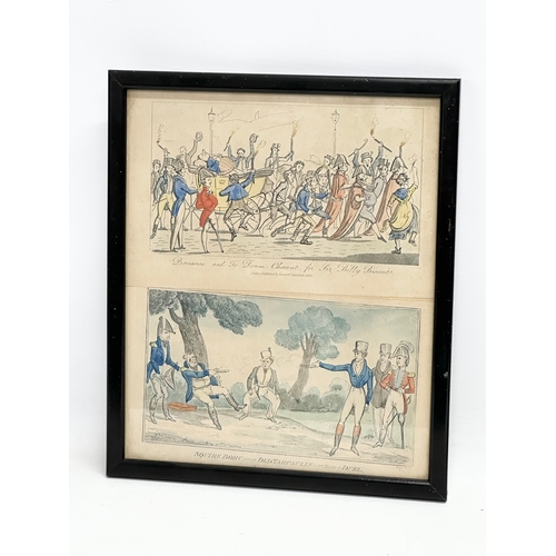 365 - 4 early and mid 19th century coloured etchings. 2 by Jones & Co, 1822. 24x28cm