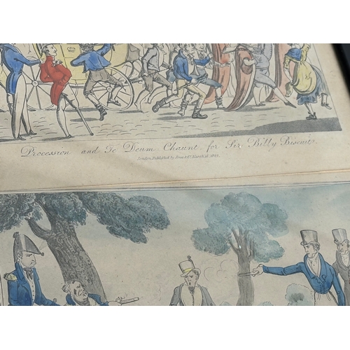 365 - 4 early and mid 19th century coloured etchings. 2 by Jones & Co, 1822. 24x28cm