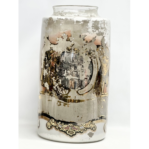 134 - A very large mid 19th century Arrowroot glass pharmacist jar/chemist jar. Treble & Son. 32x64cm