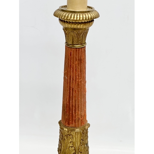 427 - A good quality early 20th century French Empire style brass table lamp with 3 paw feet. Circa 1920. ... 