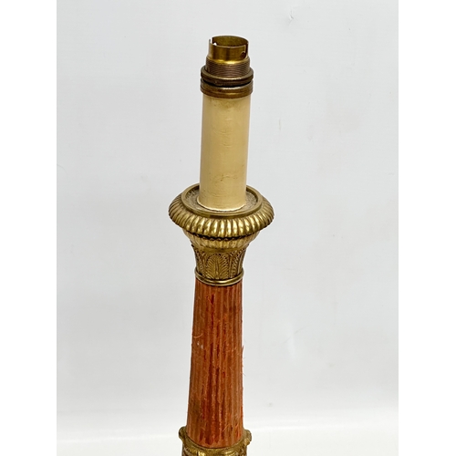 427 - A good quality early 20th century French Empire style brass table lamp with 3 paw feet. Circa 1920. ... 