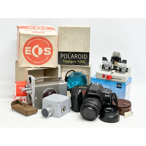 502 - A Yashiba 270 Auto Focus camera, Polaroid Flashgun etc