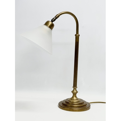 464 - A large brass swan neck table lamp from Laura Ashley. 36x48.5cm