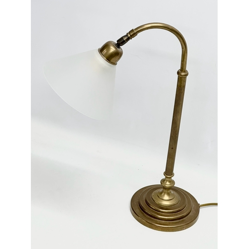 464 - A large brass swan neck table lamp from Laura Ashley. 36x48.5cm