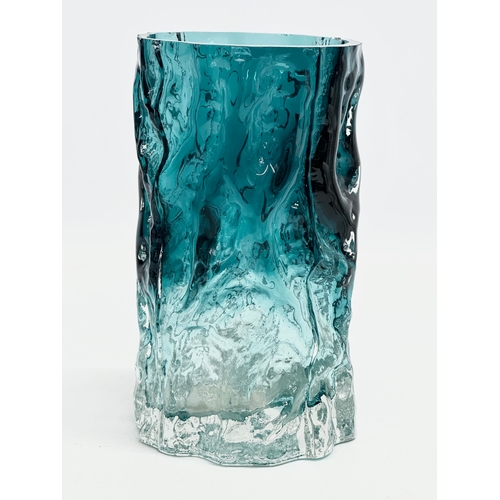 215 - A Mid Century Textured Bark Glass vase by Ingrid Glashutte. 1970’s. 10x18cm