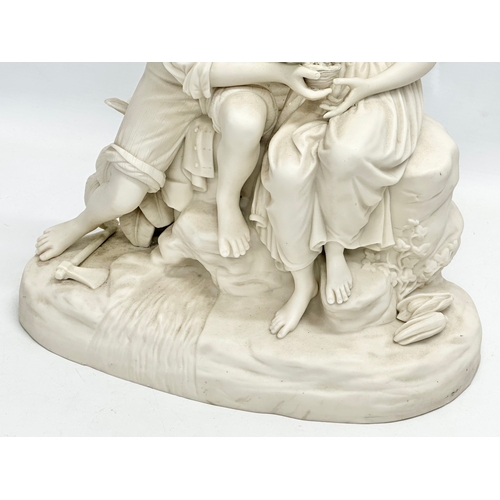 261 - A mid 19th century Charles Cumberworth Parian Ware figurine of Paul & Virginia by Copeland. 29.5x31c... 